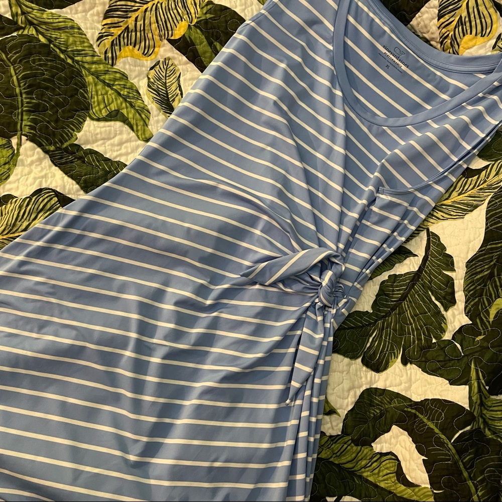 Vineyard Vines Blue and White Striped Midi Dress